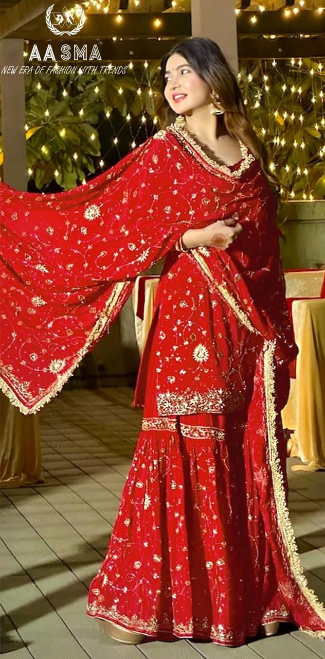 Aasma 207 Georgette Sharara Designer Salwar Suits Wholesale Market In Surat